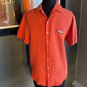 Target #takepride cinnamon textured thick gauze silver sparkle button shirt. XS